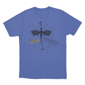 Three Dragons Night Sky Unisex T Shirt Blue